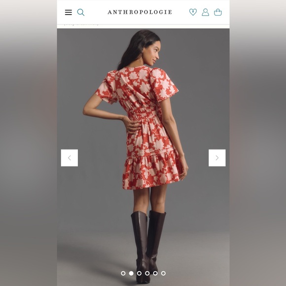 Red Anthropologie Dress with Pockets. - Picture 3 of 6